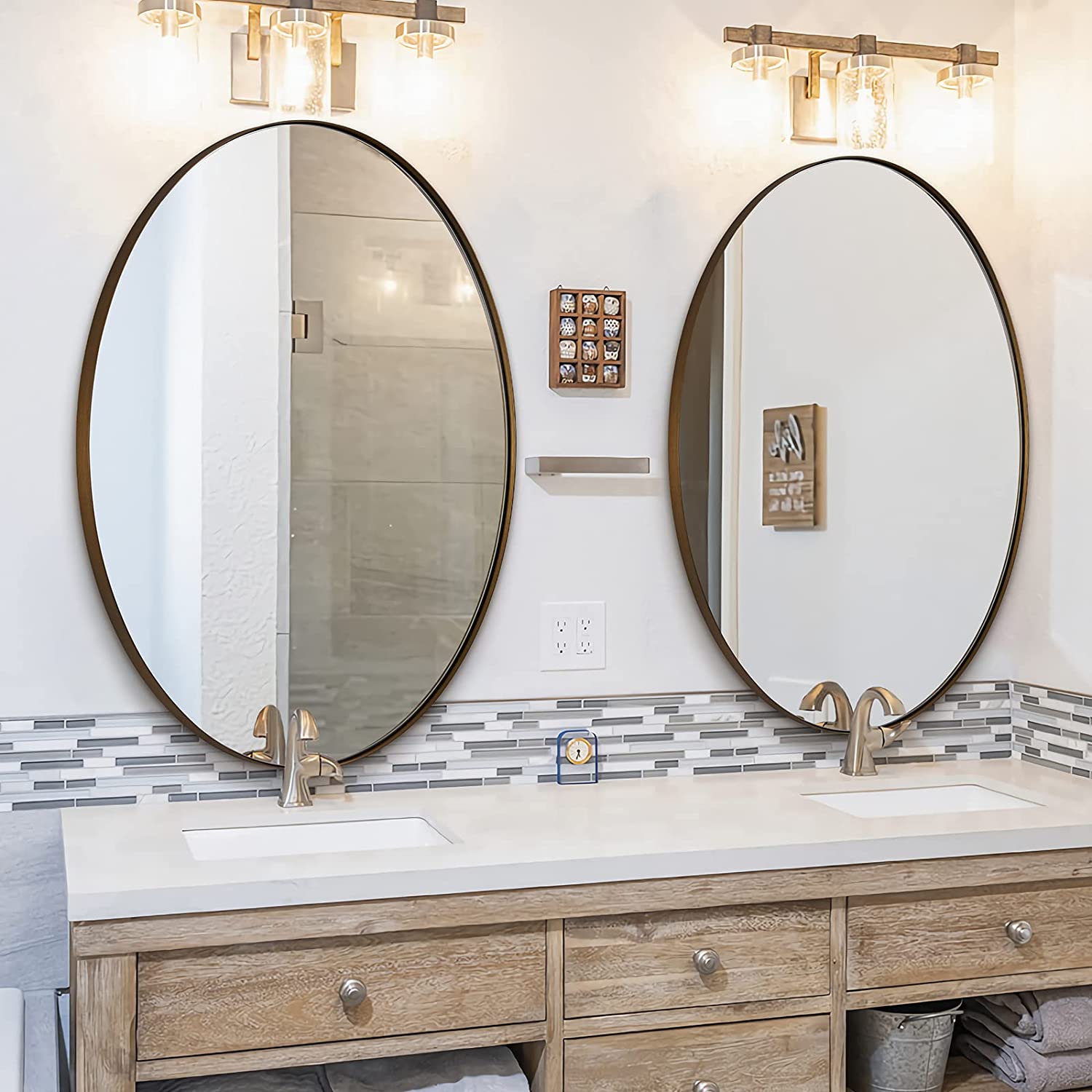 Modern Oval Bathroom Wall Mirrors |Stainless Steel Framed