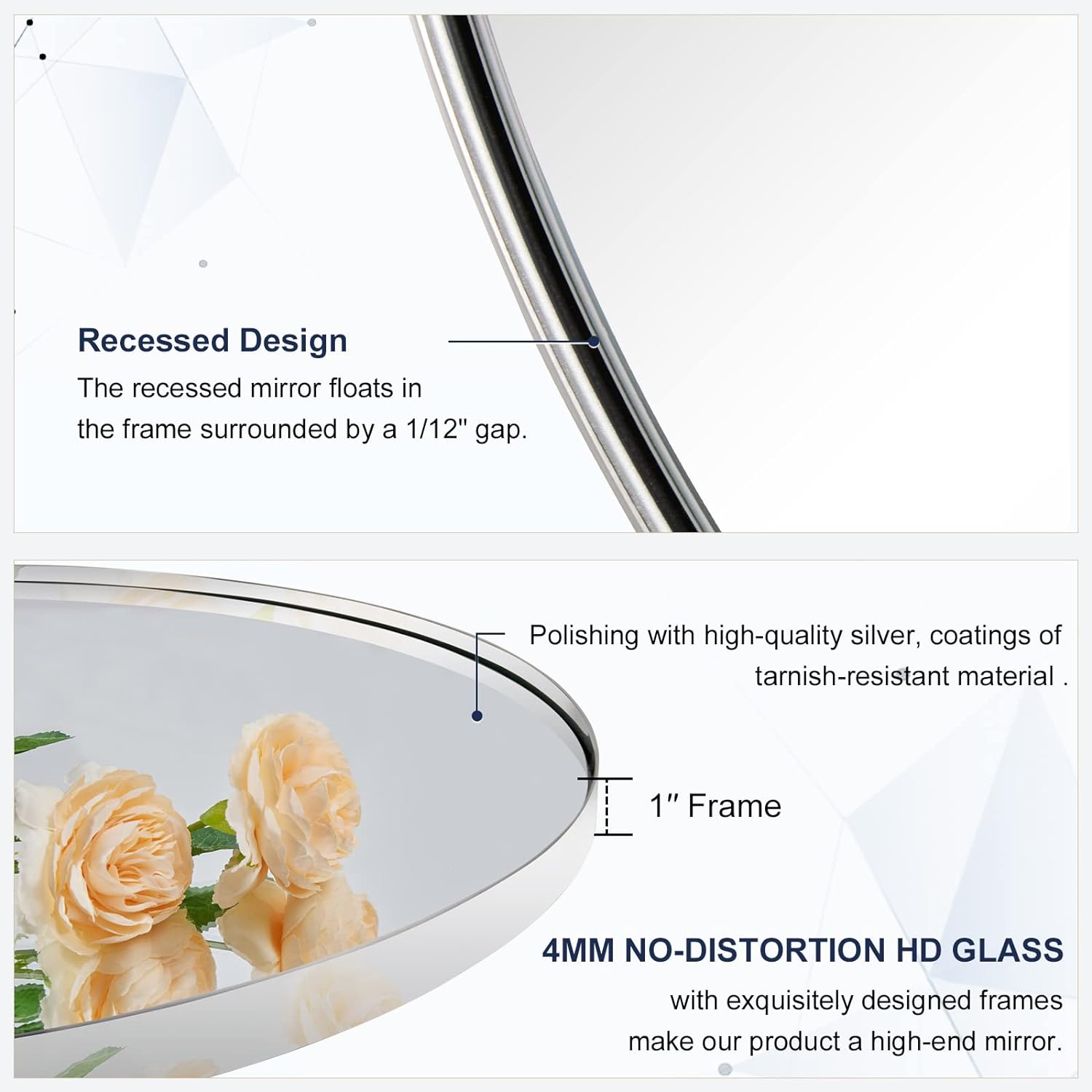 Contemporary Round Bathroom Mirrors Circle Wall Mirrors | Stainless Steel Frame