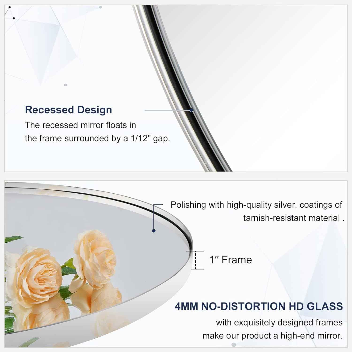 Contemporary Round Bathroom Mirrors Circle Wall Mirrors | Stainless Steel Frame