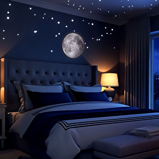 LED Moon Mirror - Aesthetic Mirror Decor with Lunar Illumination Moon Wall Lamp