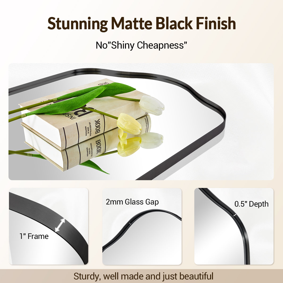 Contemporary Arch Top Curved Arched Bathroom Vanity Mirror | Stainless Steel Frame