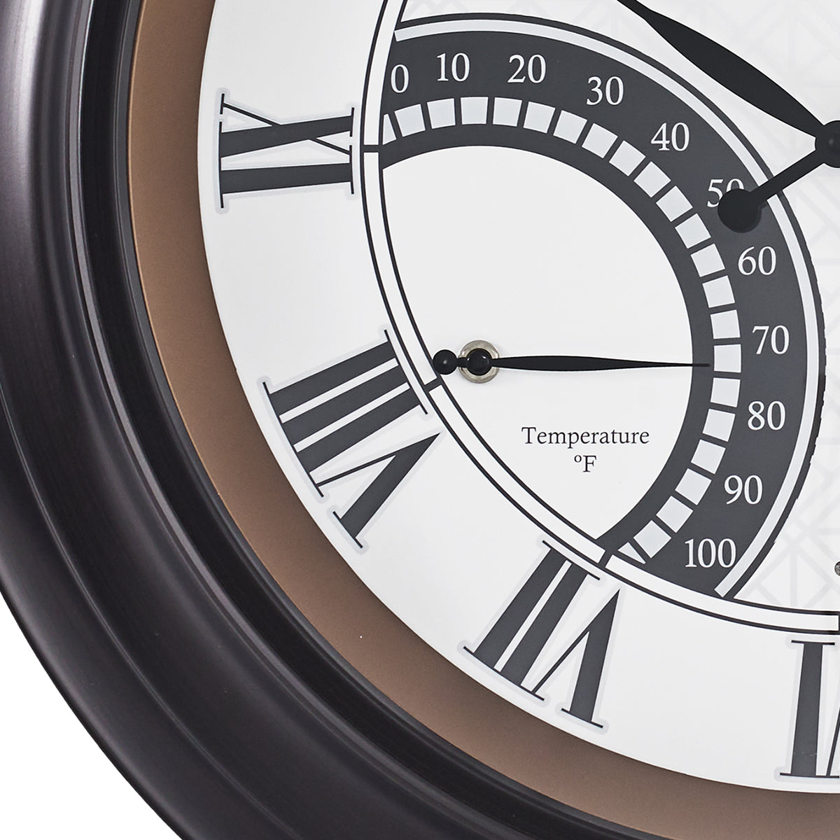 24 Inch Outdoor Wall Clock Large Waterproof Illuminated Clock with Thermometer,Geometric Dial