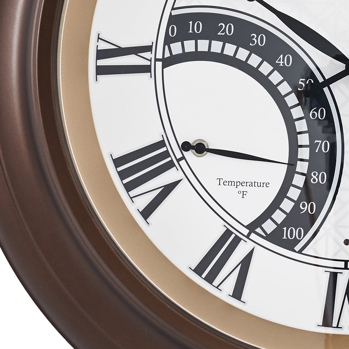 24 Inch Outdoor Wall Clock Large Waterproof Illuminated Clock with Thermometer,Geometric Dial