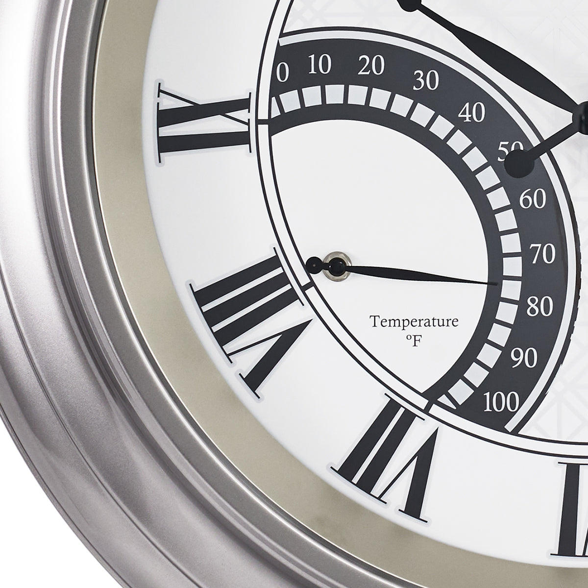 24 Inch Outdoor Wall Clock Large Waterproof Illuminated Clock with Thermometer,Geometric Dial
