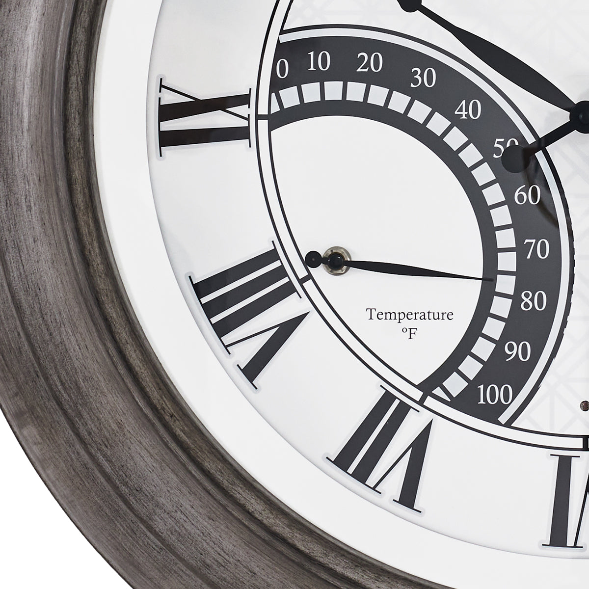 24 Inch Outdoor Wall Clock Large Waterproof Illuminated Clock with Thermometer,Geometric Dial