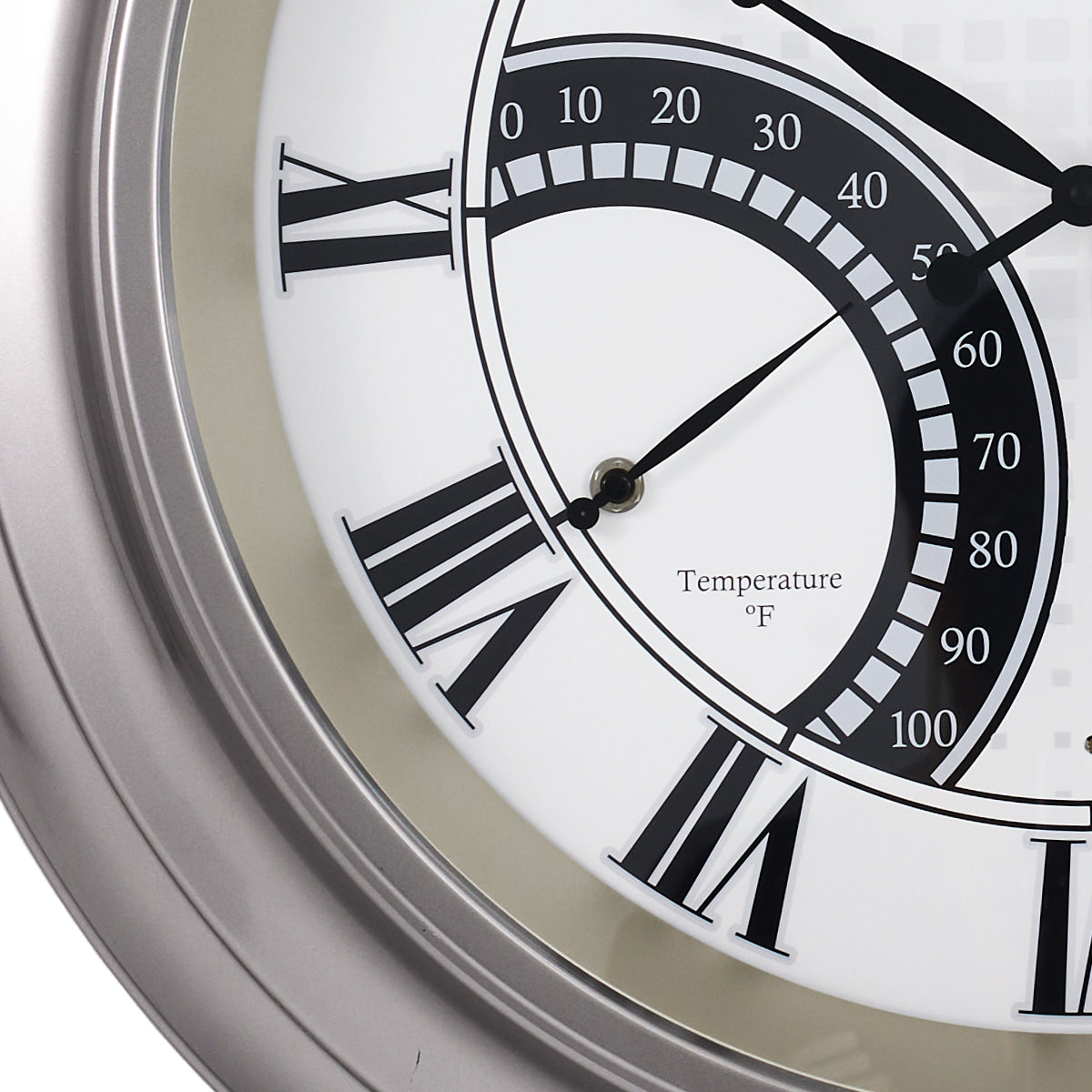 24 Inch Outdoor Wall Clock Large Waterproof Illuminated Clock with Thermometer,Square Grid Dial