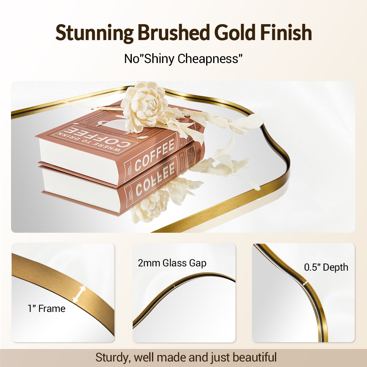 Contemporary Arch Top Curved Arched Bathroom Vanity Mirror | Stainless Steel Frame