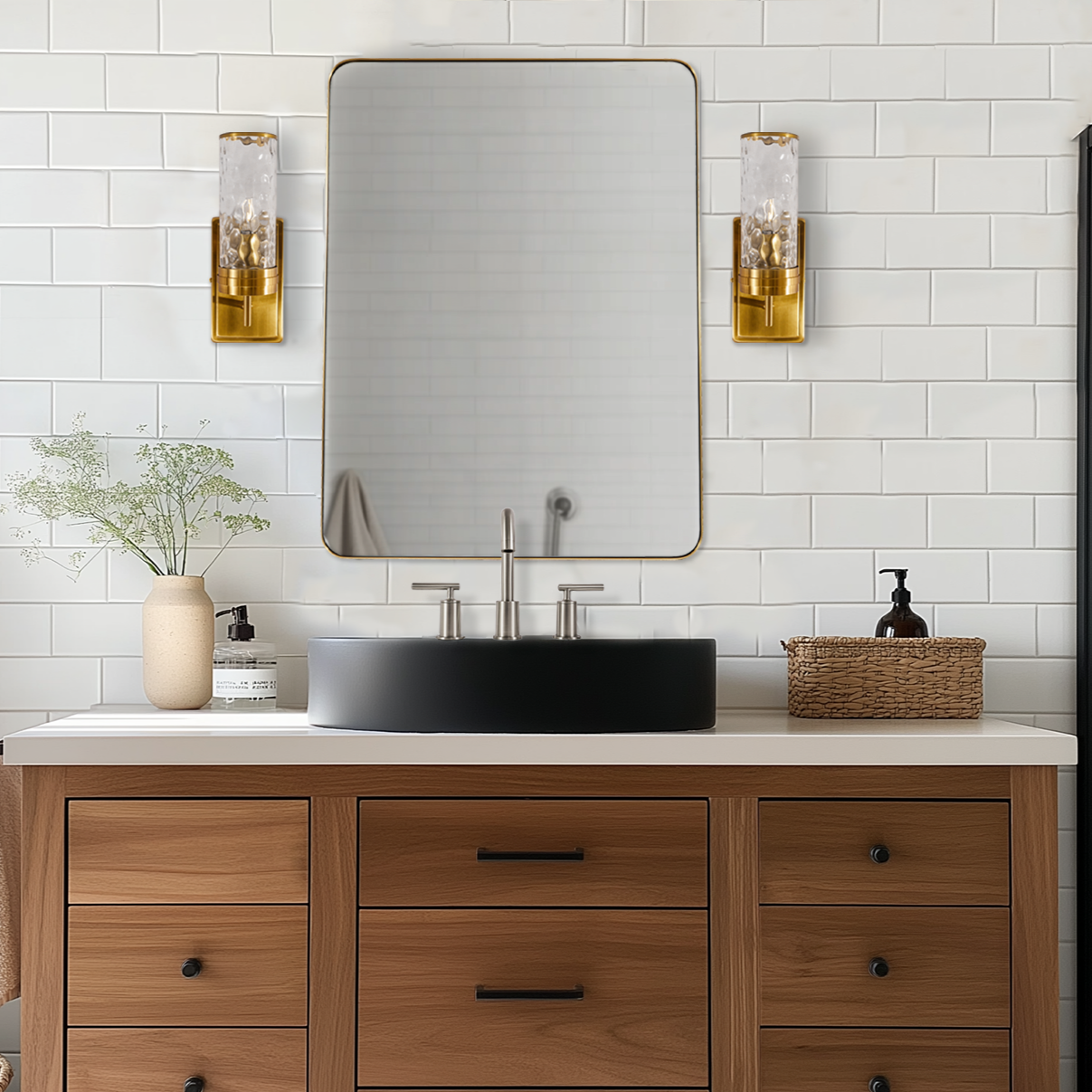 Tube Flow Hammer Glass Shade Bathroom Wall Sconces