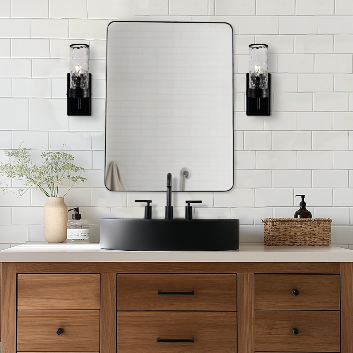 Tube Flow Hammer Glass Shade Bathroom Wall Sconces