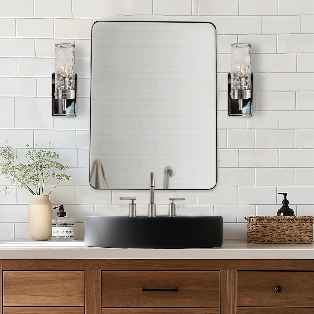 Tube Flow Hammer Glass Shade Bathroom Wall Sconces