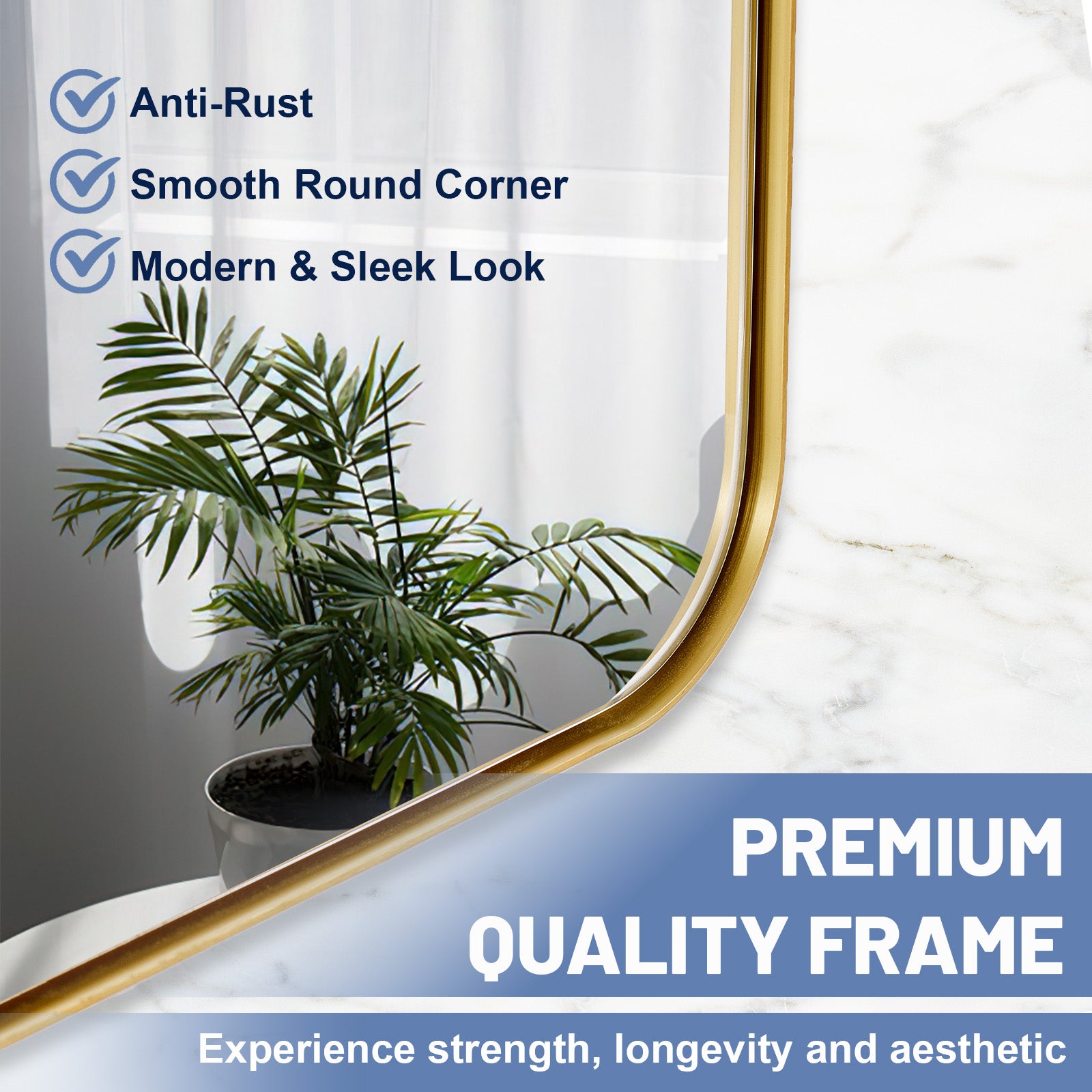 Minimalist Modern Rounded Rectangular Bathroom Mirrors