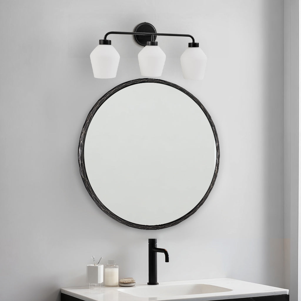 Contemporary Milk White Glass Shade Wall Sconce Bathroom Vanity Light Fixtures