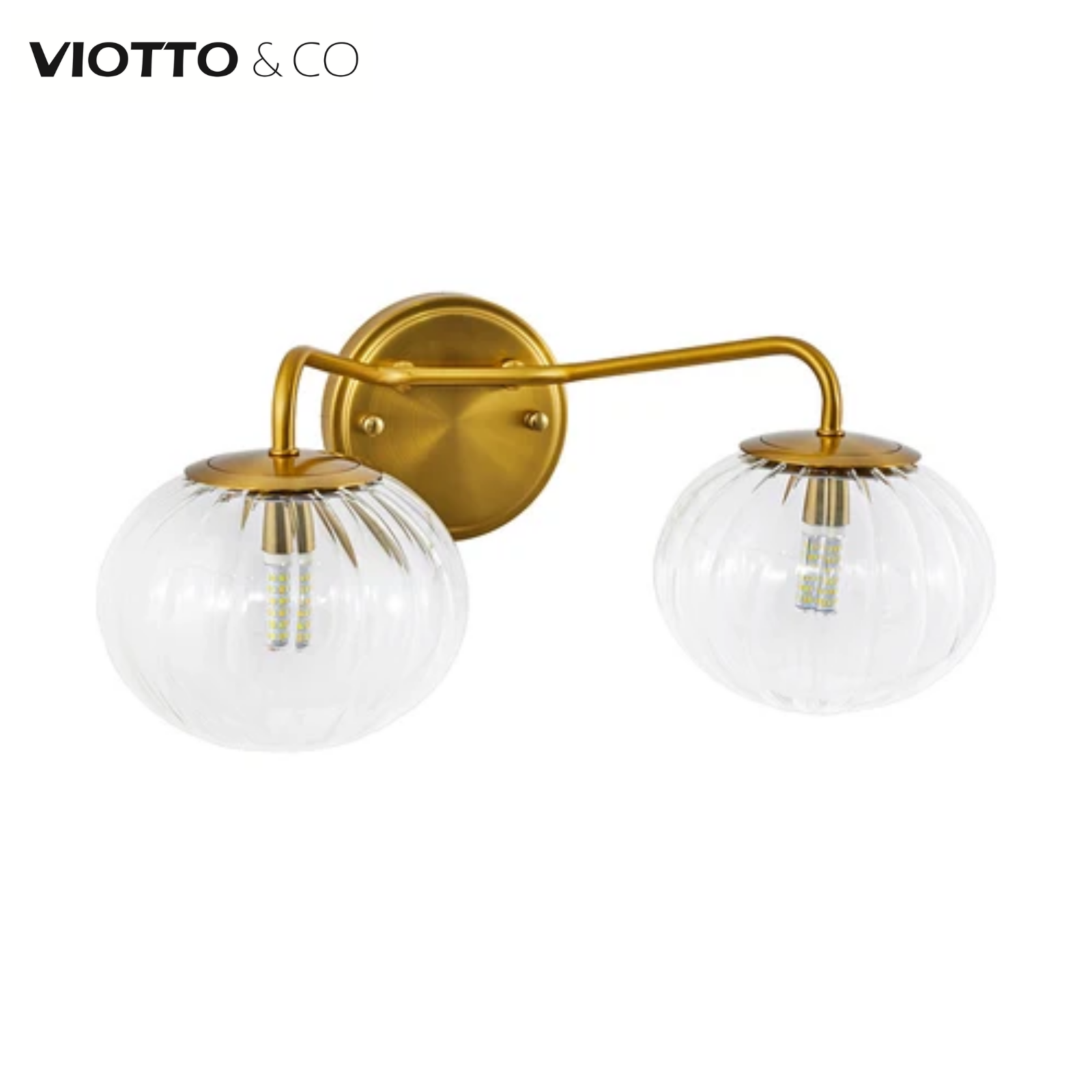 Pumpkin Clear Glass Shades Bathroom Wall Sconce