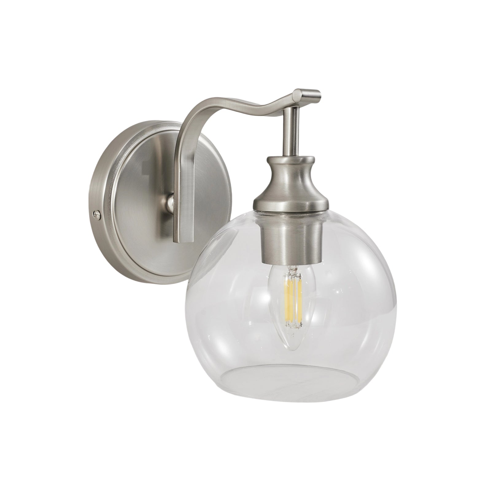 Modern Clear Globe Glass Shade Metal Crank Frame Bathroom Sconces