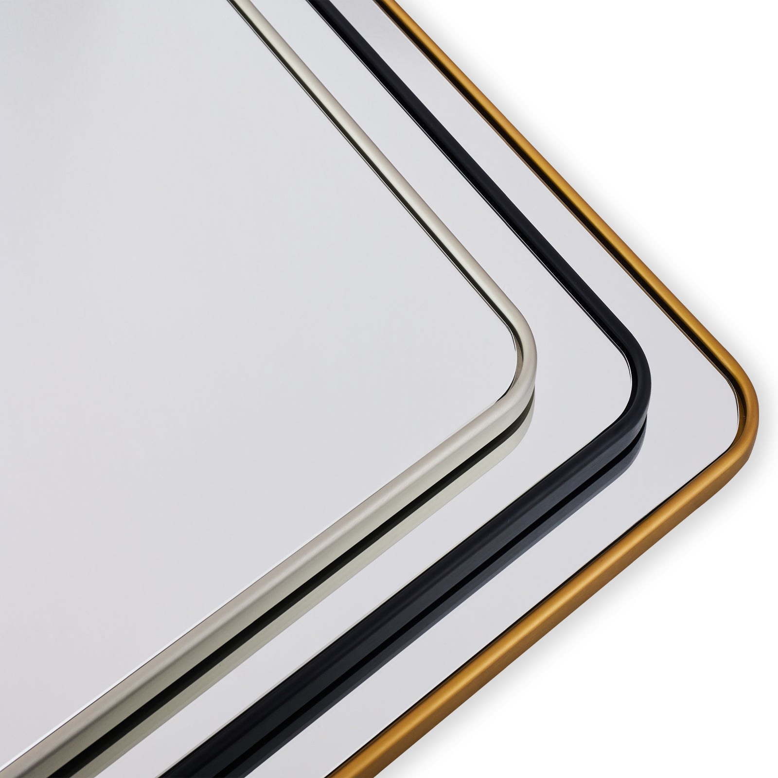 Contemporary Rounded Rectangular Bathroom Wall Mirror| Aluminum U-Tube Framed