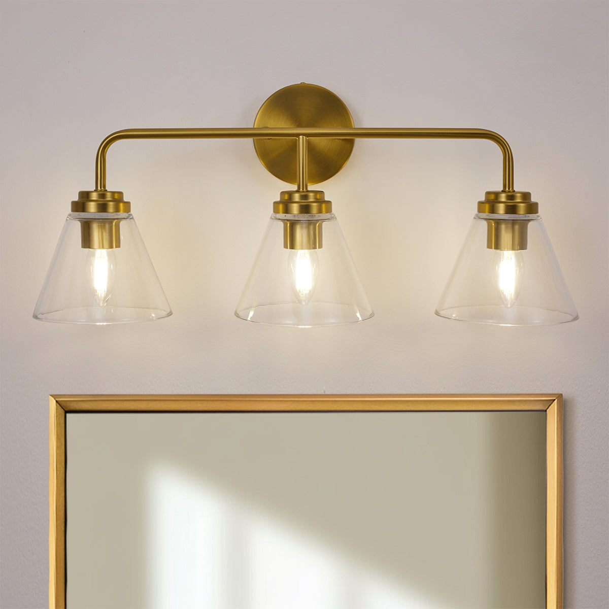 Open Box Like New:Modern Cone Clear Glass Shade Bathroom Wall Sconces