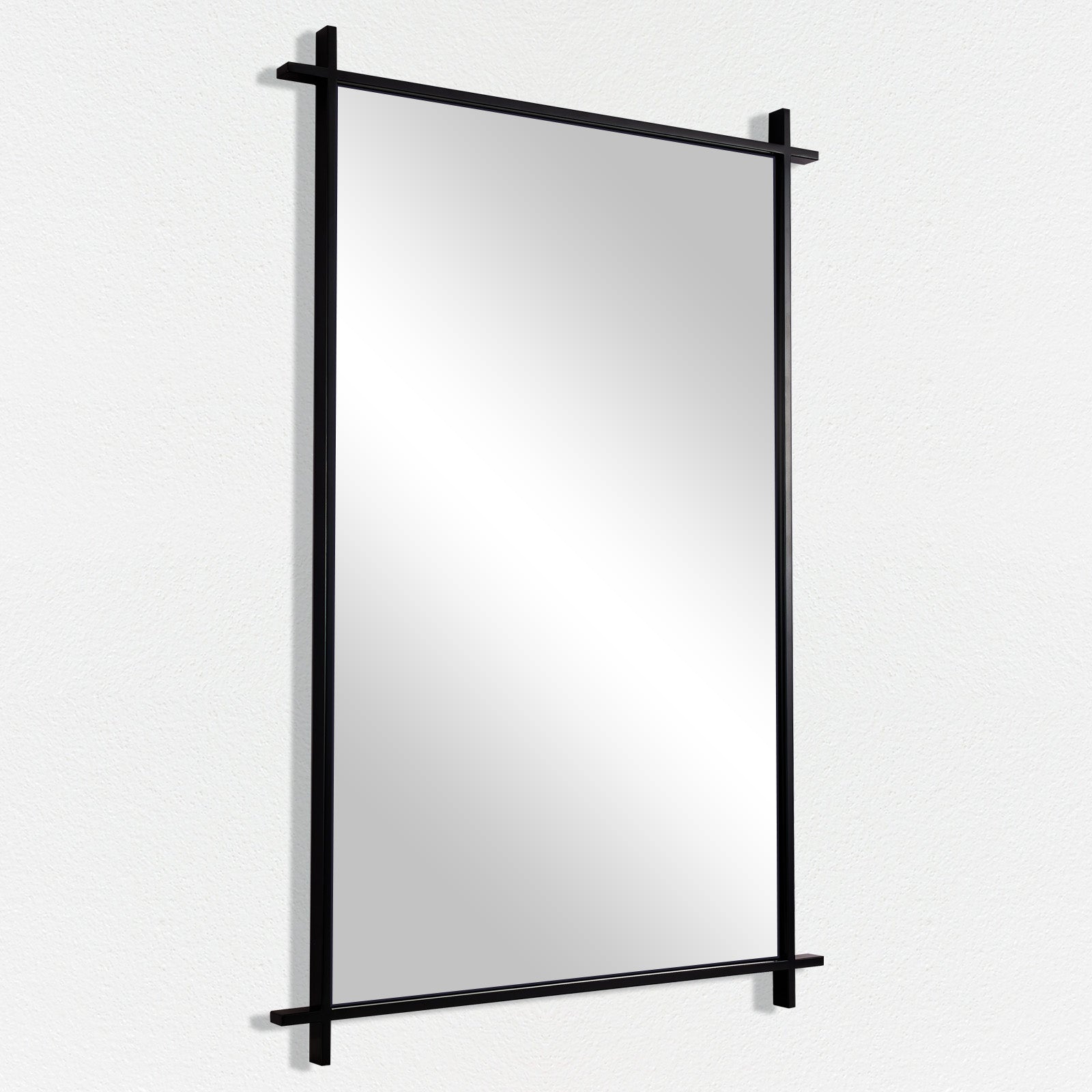 Open Box Like New:Vintage Cross Corner Metal Framed Rectangle Wall Mirror