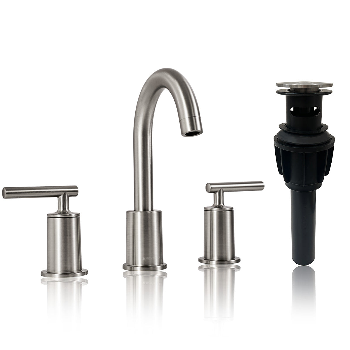 ANDY STAR Bathroom Faucet 3 Hole, 360 Degree Swivel Spout Bathroom Sink Faucet with 2 Level Handle of Hot&Cold Water Control