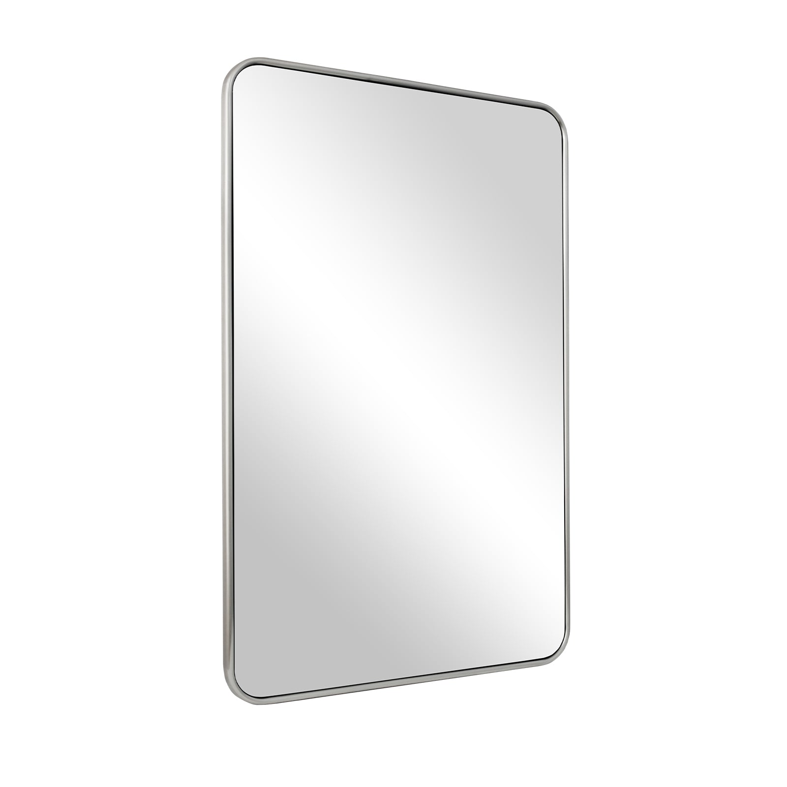 Contemporary Rounded Rectangular Bathroom Mirrors| Stainless Steel Thick Frame
