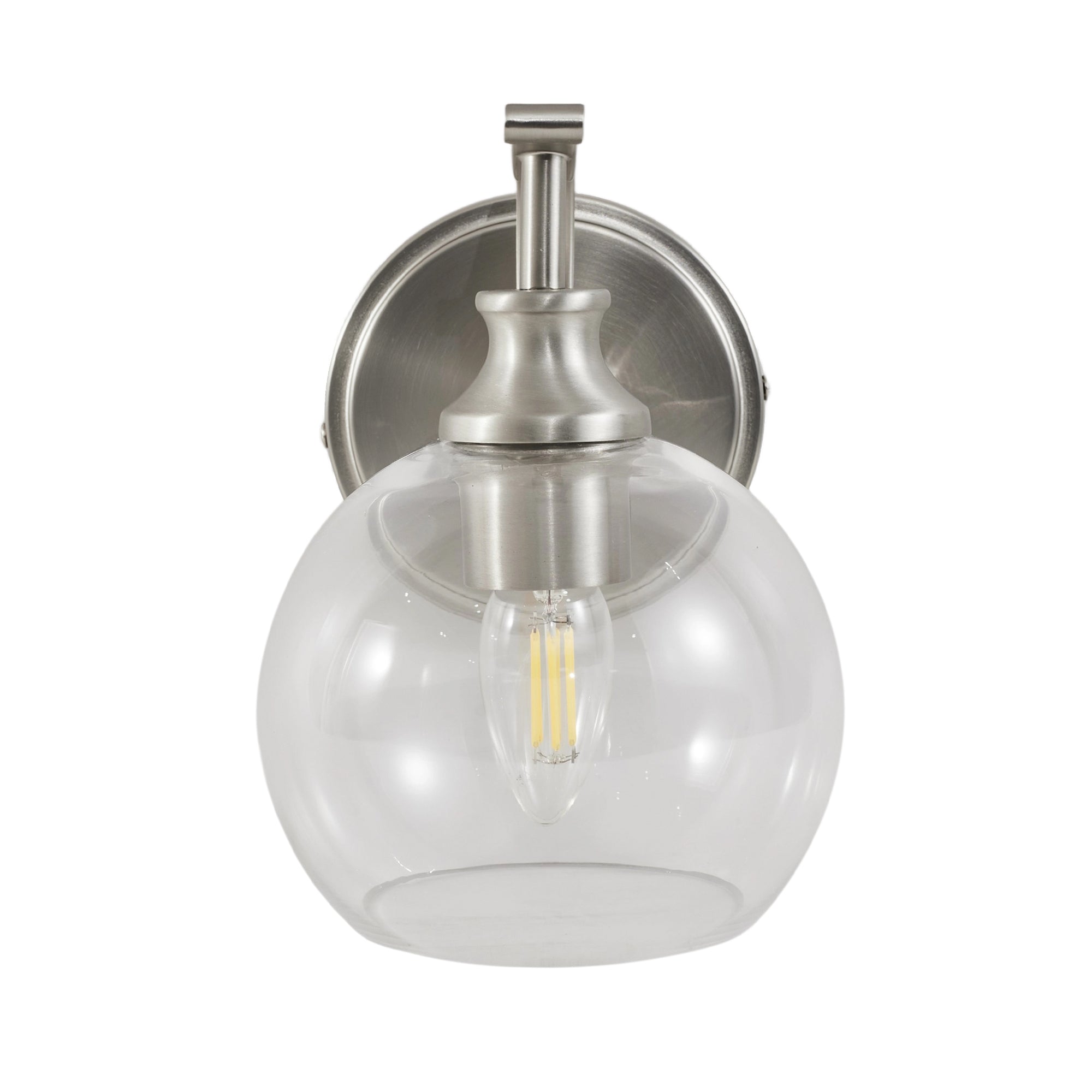 Modern Clear Globe Glass Shade Metal Crank Frame Bathroom Sconces