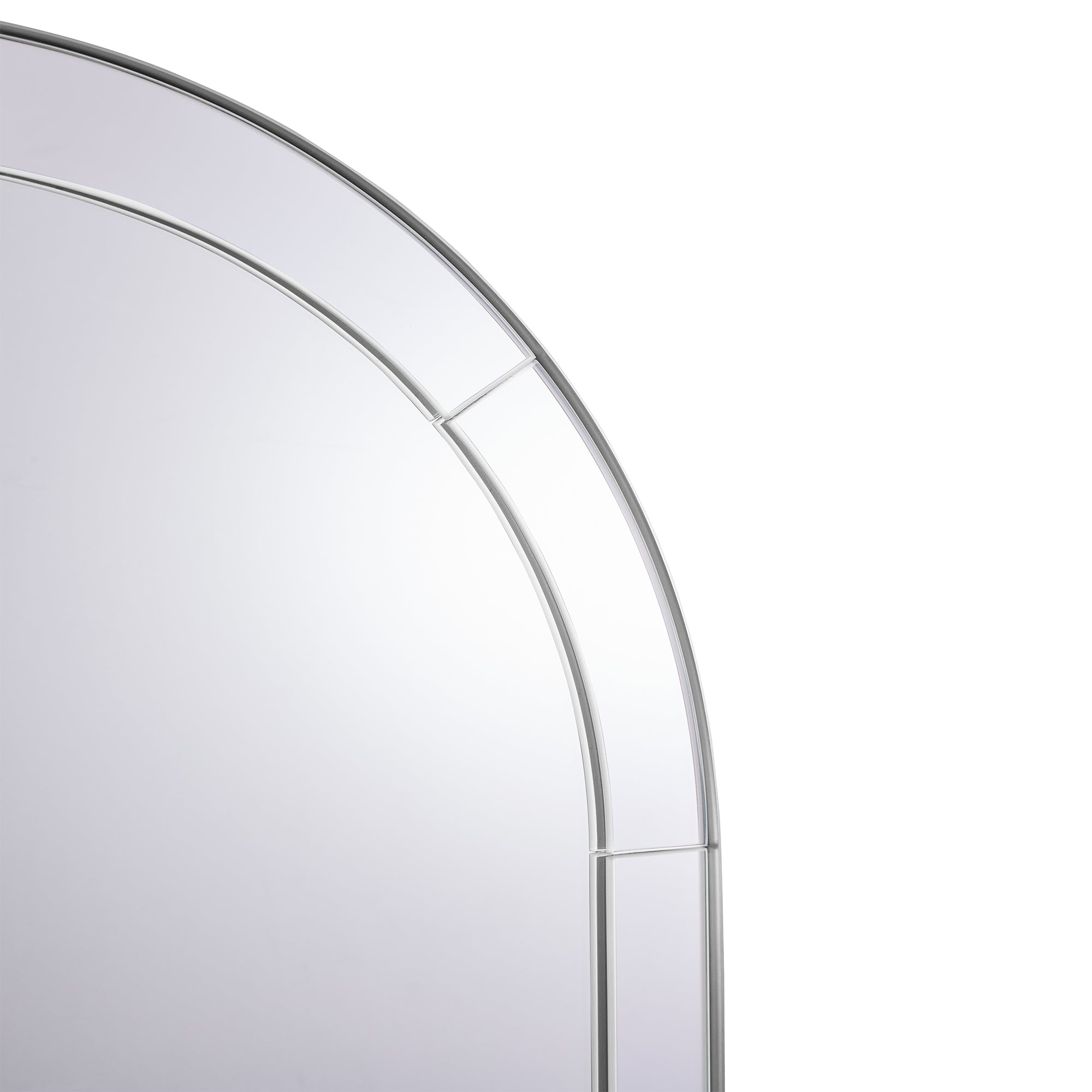 Minuette Glass Tile Edge Arched Mirror Bathroom Vanity Mirror | Stainless Steel Frame