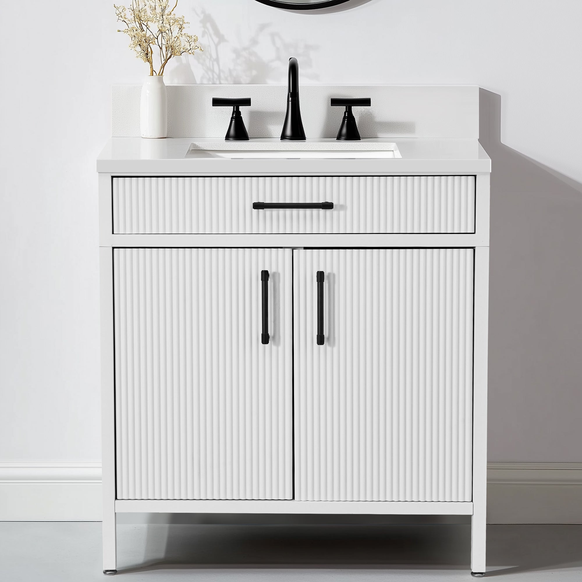 Modern Bathroom Vanities with Sink Combo Wave Bathroom Cabinet with Shelf and Drawer