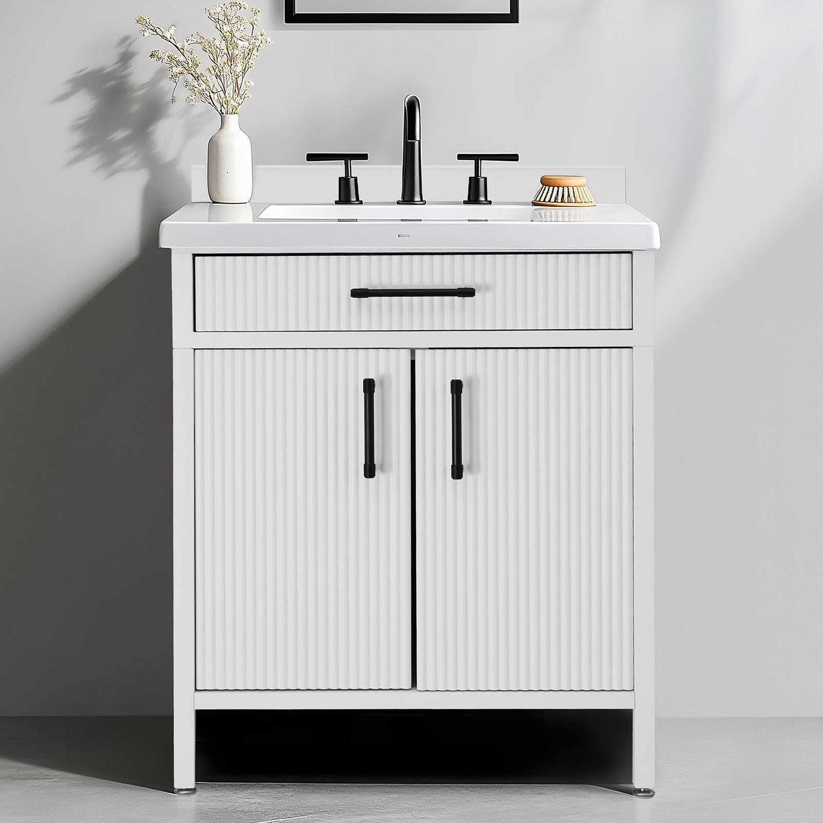 Modern Bathroom Vanities with Sink Combo Wave Bathroom Cabinet with Shelf and Drawer