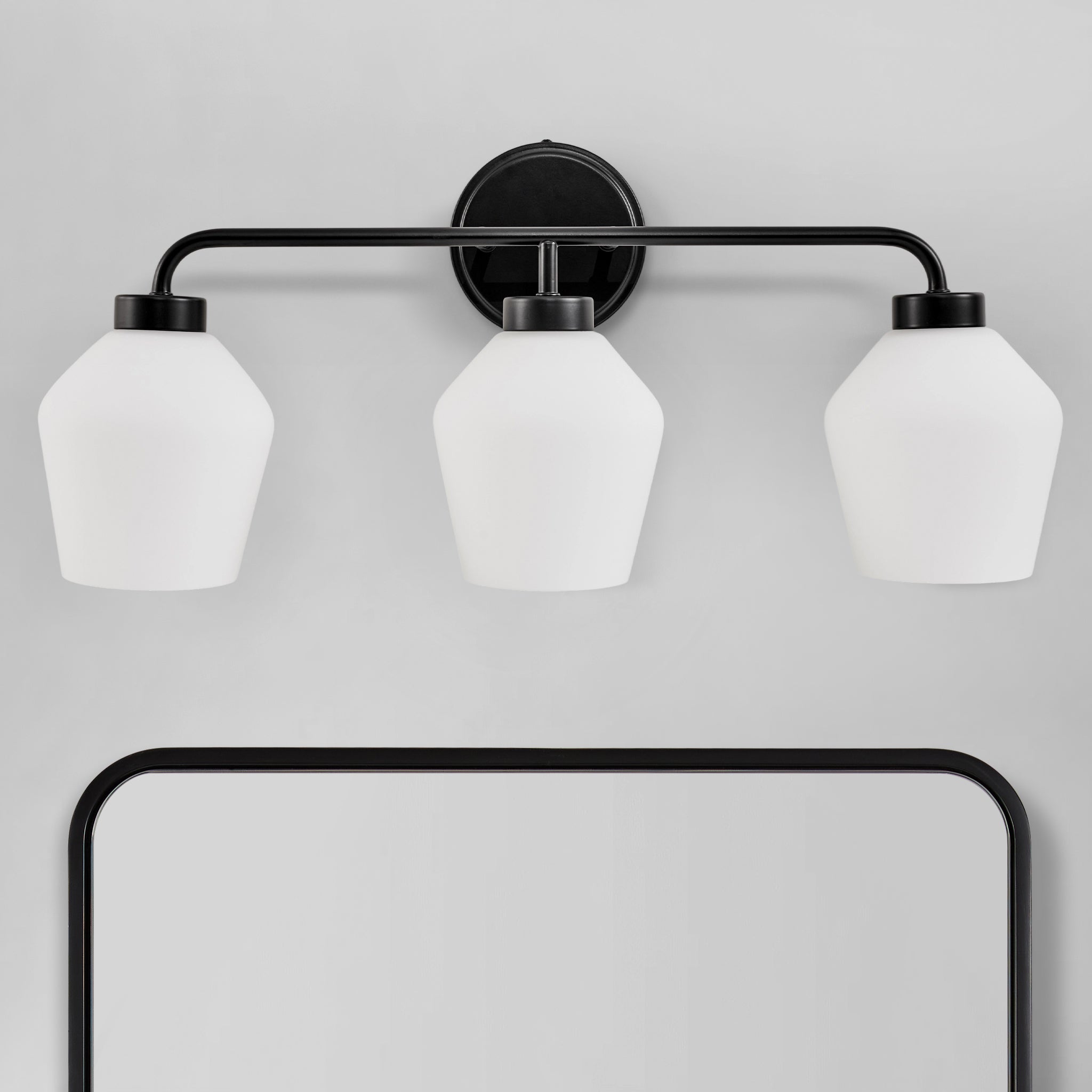 Contemporary Milk White Glass Shade Wall Sconce Bathroom Vanity Light Fixtures