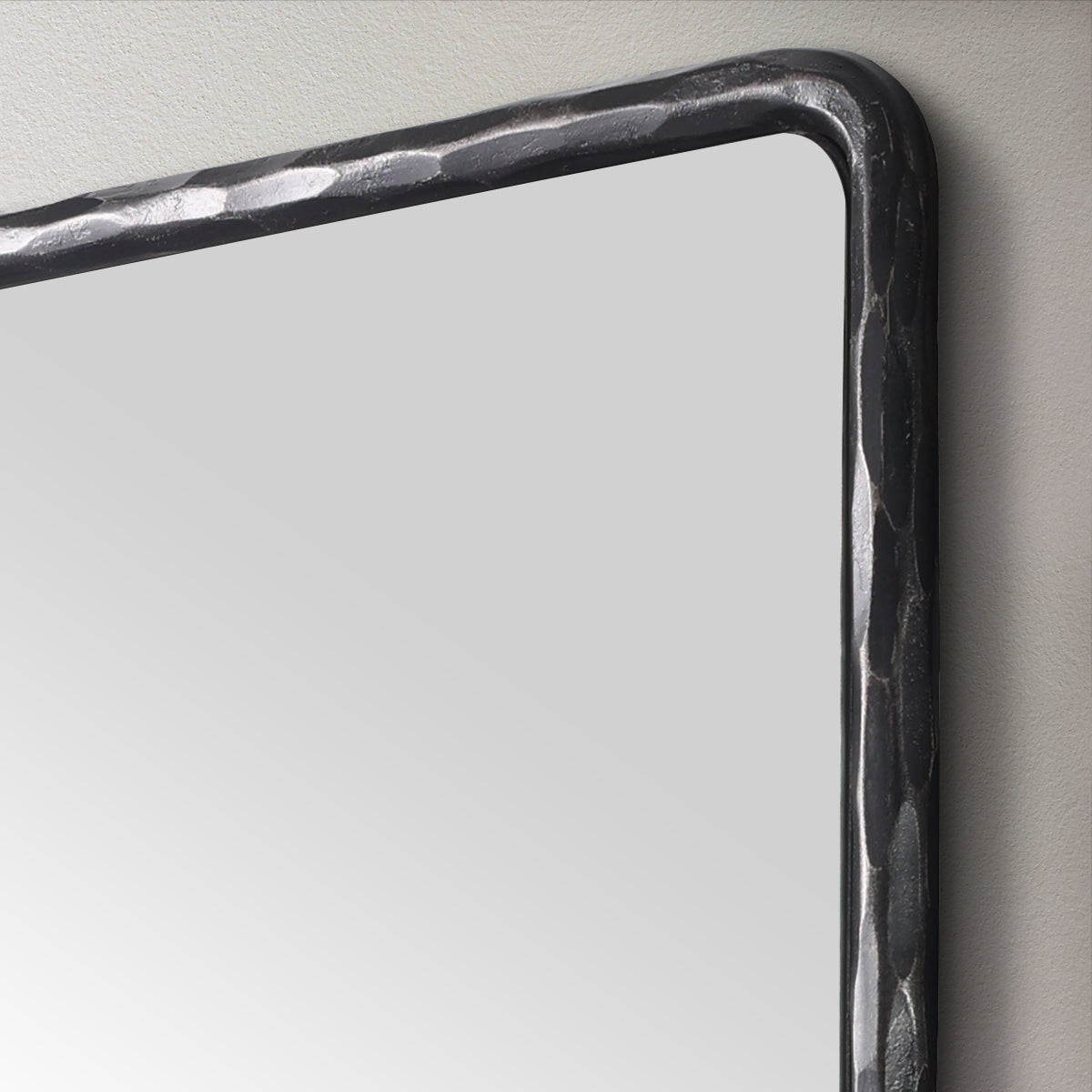 Antique Hand Hammer Frame Forged Iron Rectangle Wall Mirrors Wrought Iron Mirror