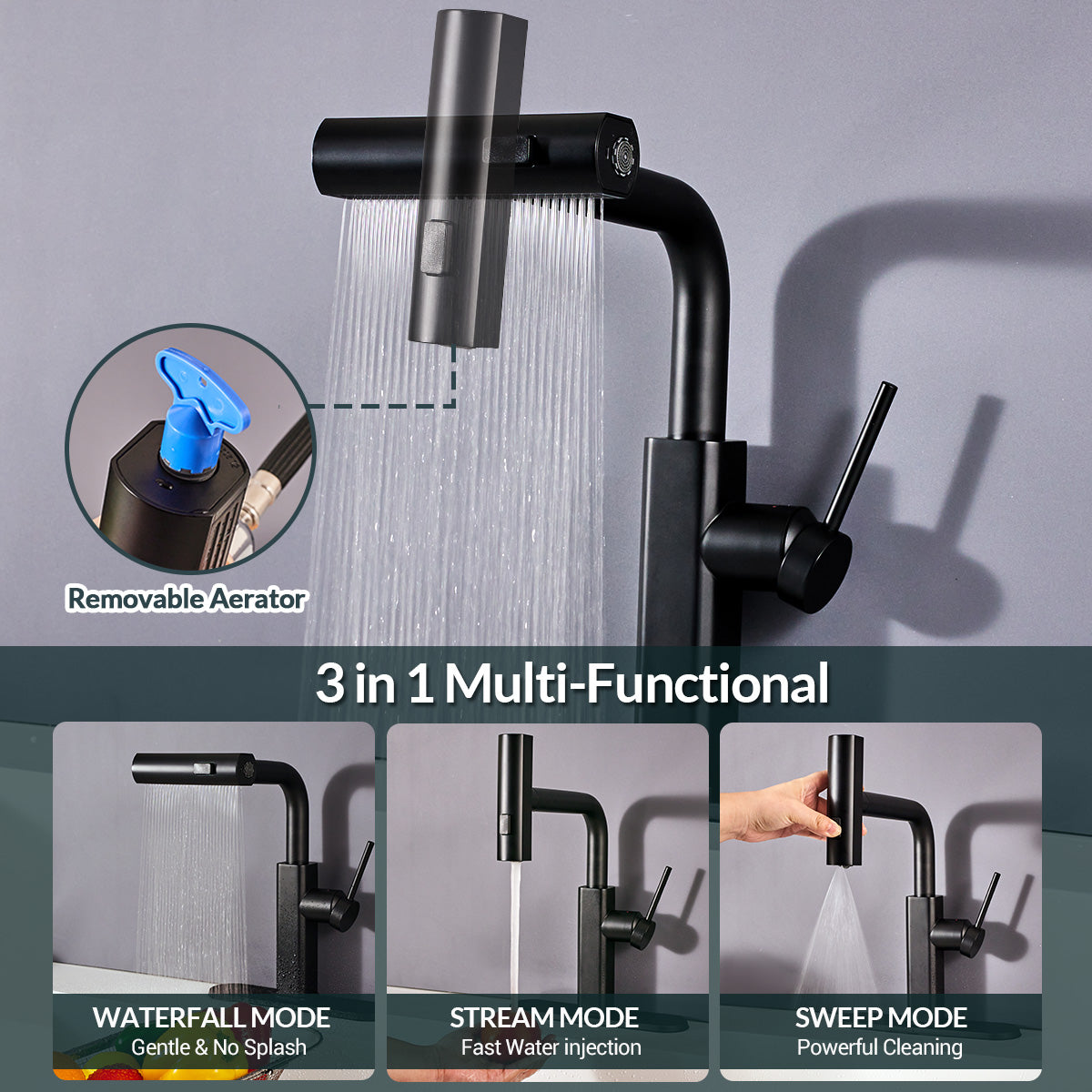Modern Stainless Steel Single Hole Kitchen Faucet with Pull-Out Sprayer