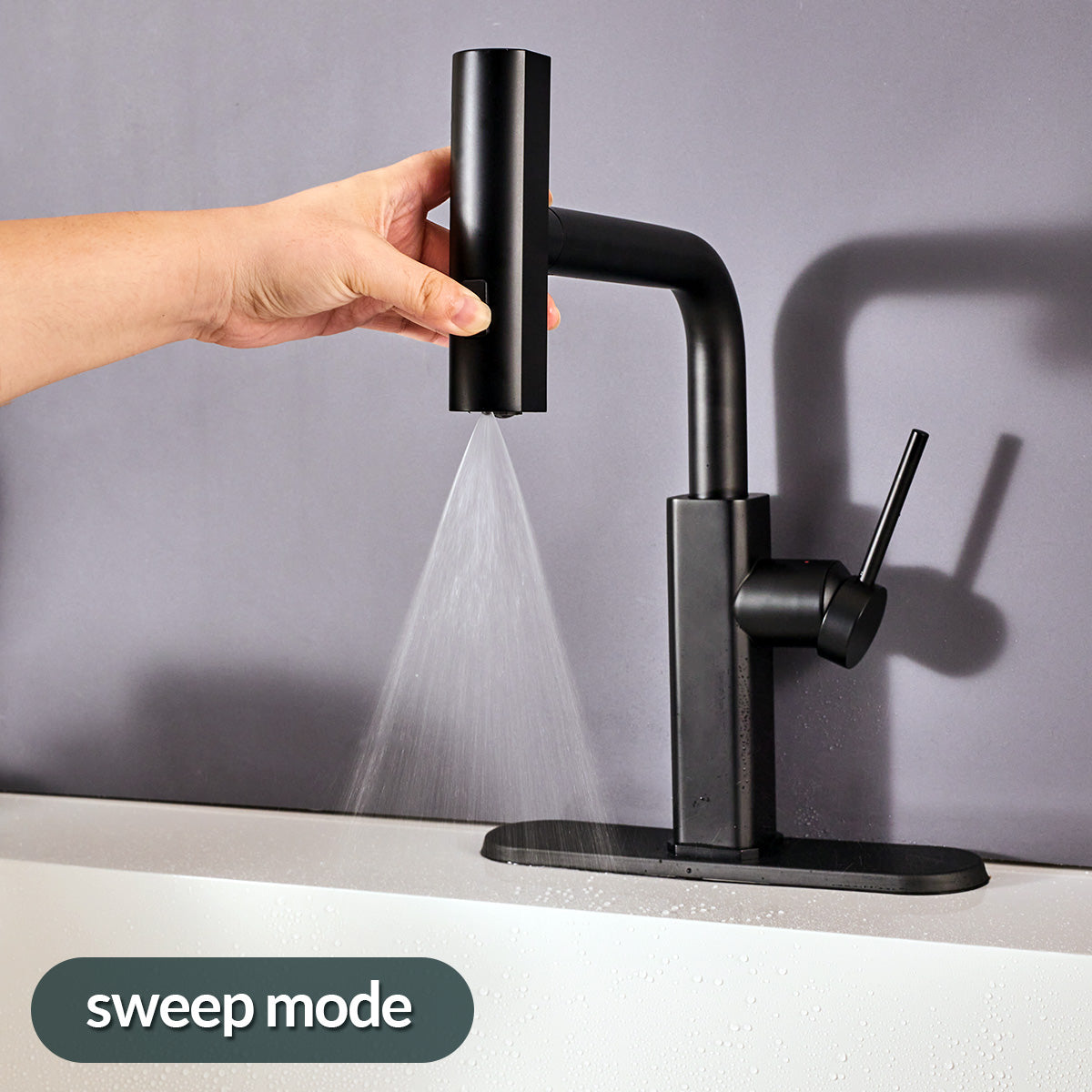 Modern Stainless Steel Single Hole Kitchen Faucet with Pull-Out Sprayer