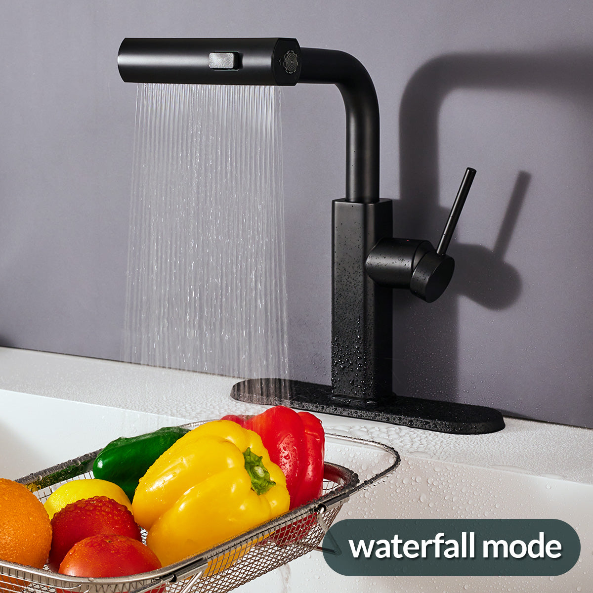 Modern Stainless Steel Single Hole Kitchen Faucet with Pull-Out Sprayer