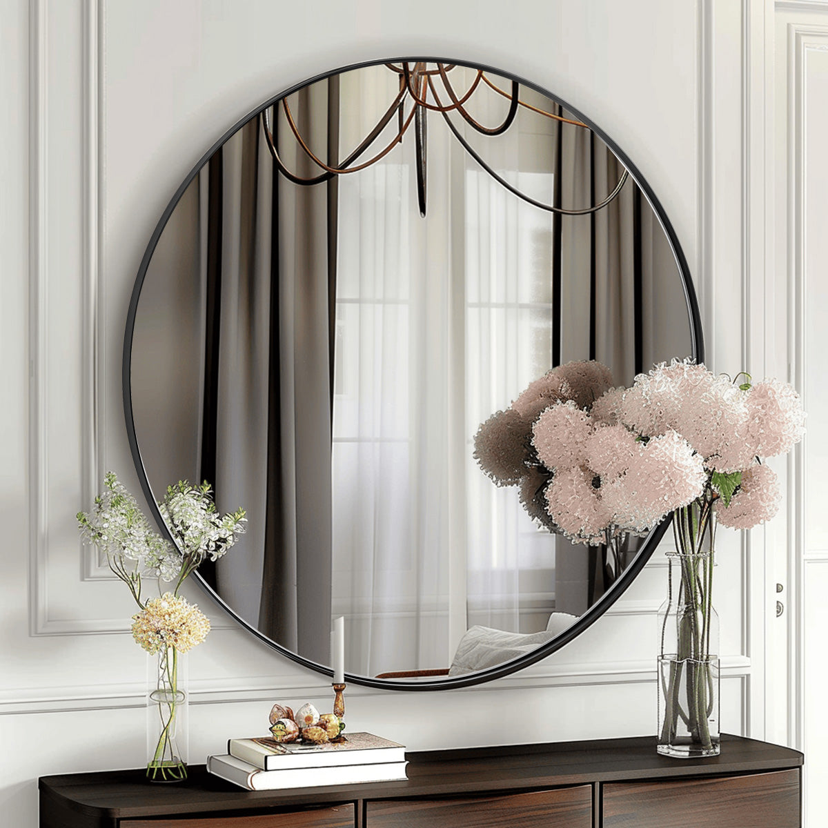 Contemporary Round Bathroom Mirrors Circle Wall Mirrors | Stainless Steel Frame