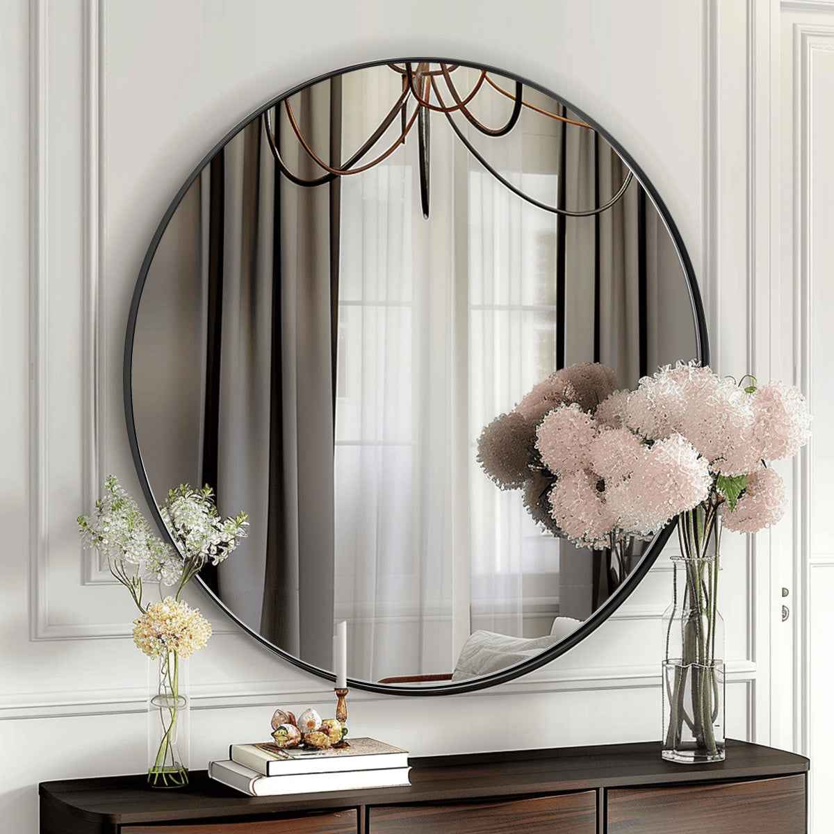 Contemporary Round Bathroom Mirrors Circle Wall Mirrors | Stainless Steel Frame
