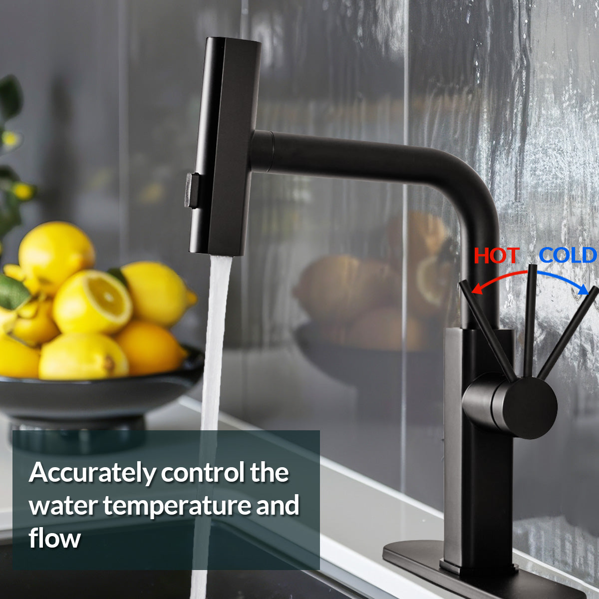 Modern Stainless Steel Single Hole Kitchen Faucet with Pull-Out Sprayer