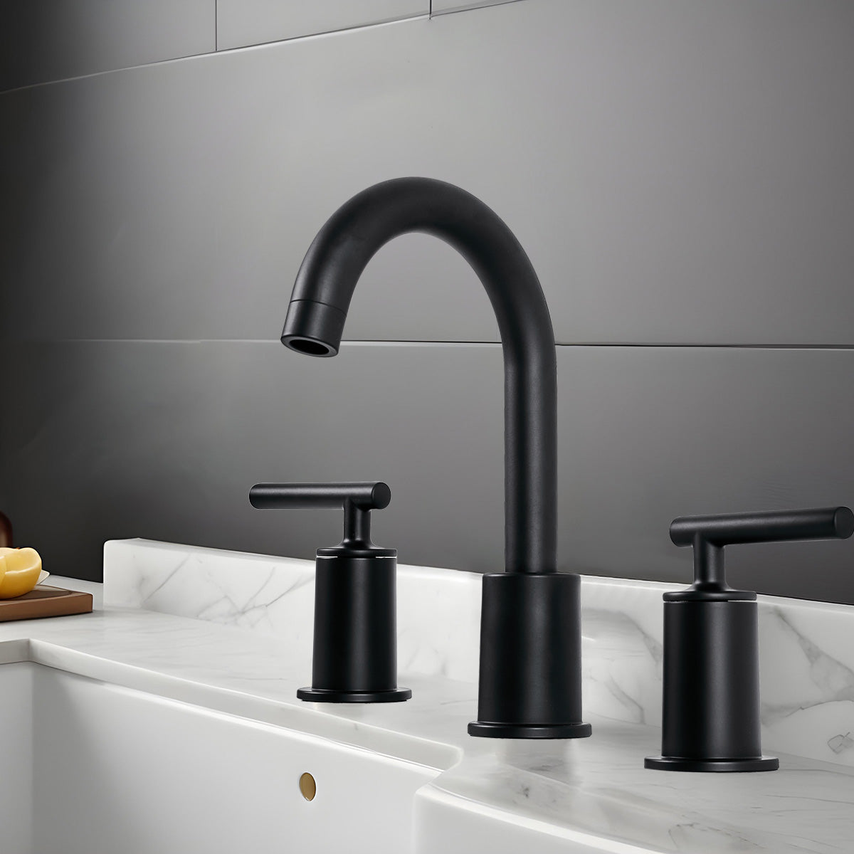 ANDY STAR Bathroom Faucet 3 Hole, 360 Degree Swivel Spout Bathroom Sink Faucet with 2 Level Handle of Hot&Cold Water Control