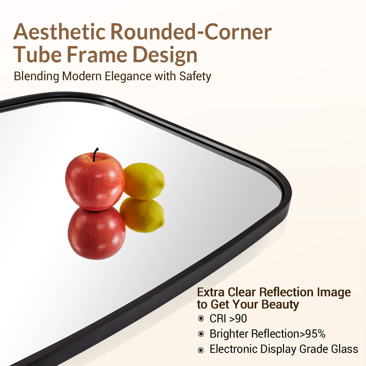 Contemporary Long Oval Oblong Bathroom Mirror | Stainless Steel Frame