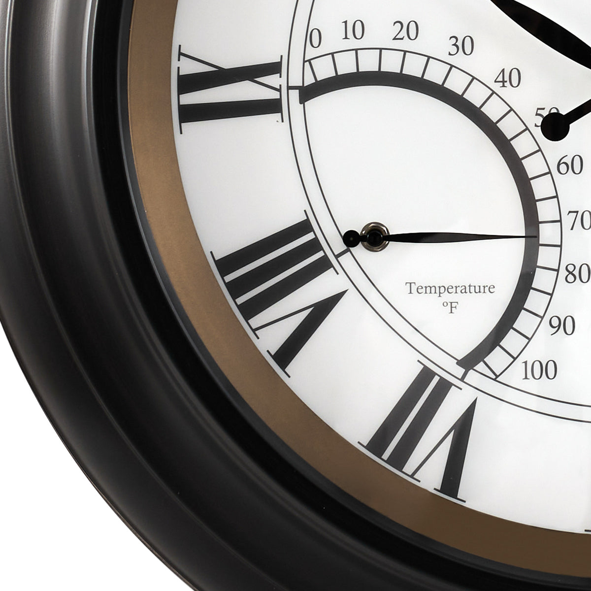 24 Inch Black Waterproof Large Outdoor Wall Clock with Thermometer