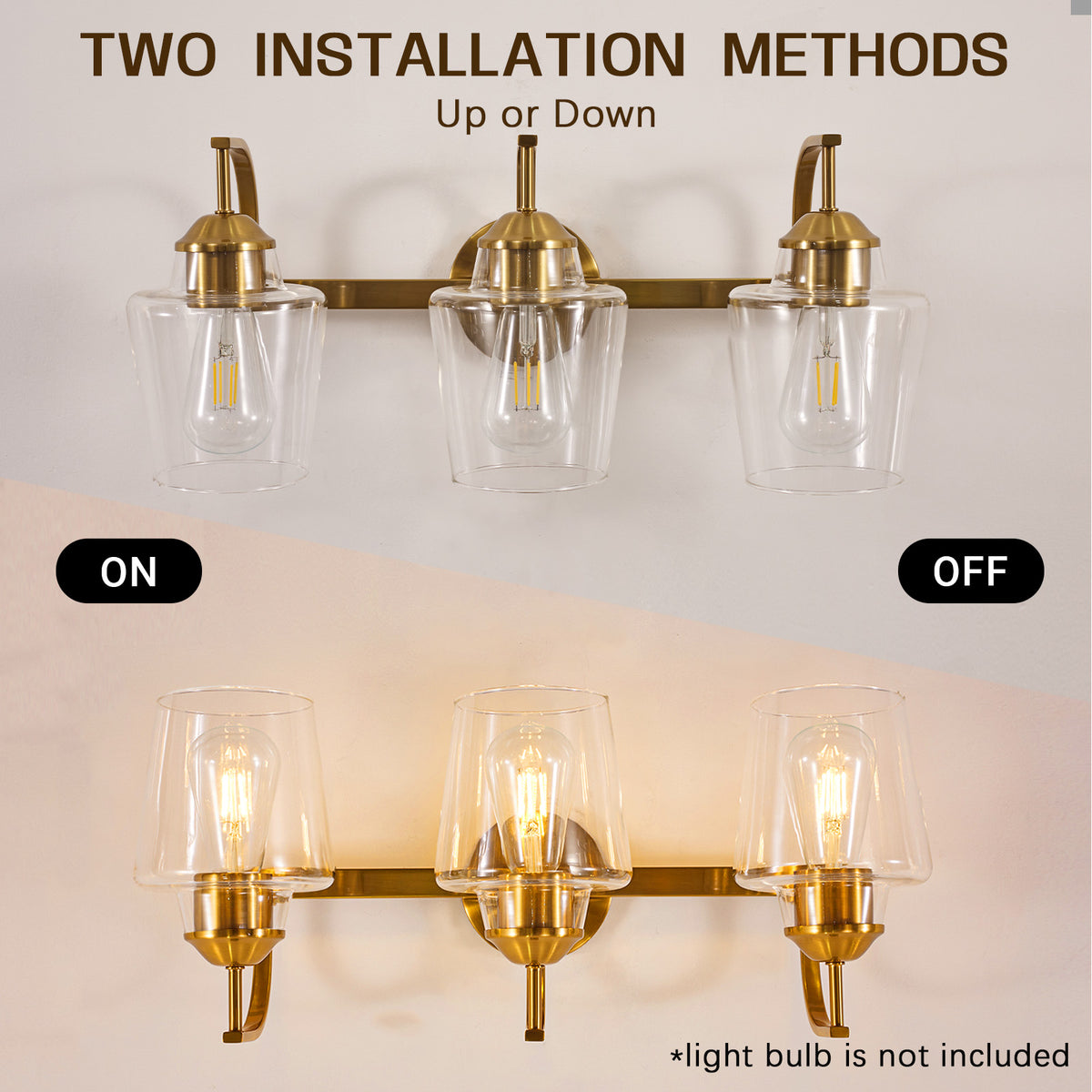 Contemporary Hand-Blown Tapered Glass Shade Bathroom Vanity Light