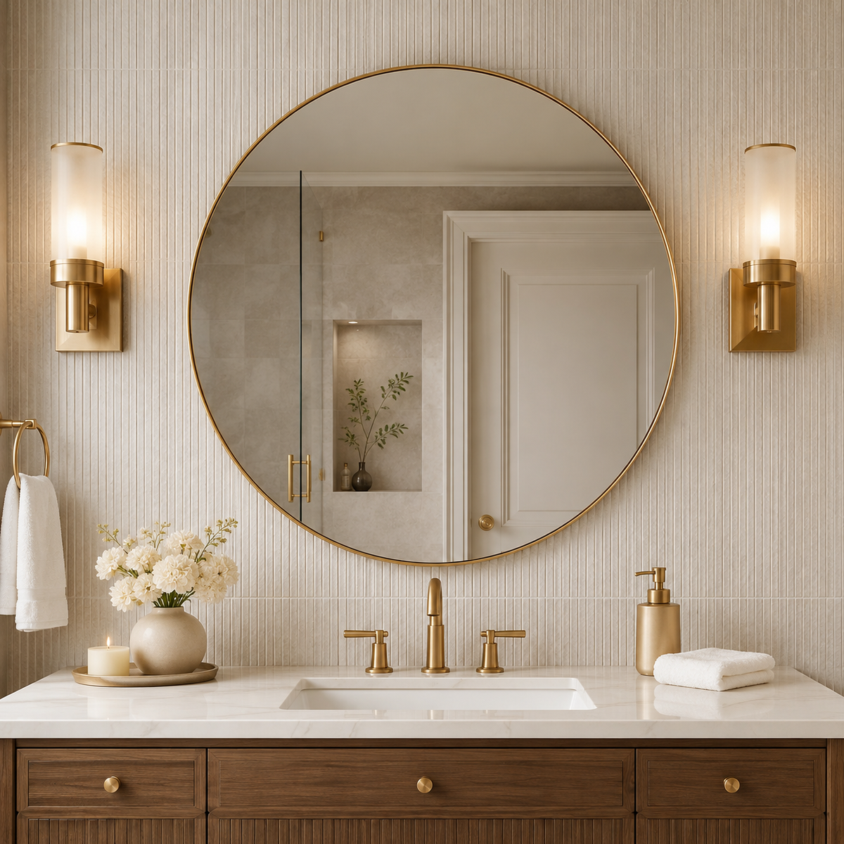 Modern Round Bathroom Mirrors Circle Wall Mirror | Stainless Steel Frame