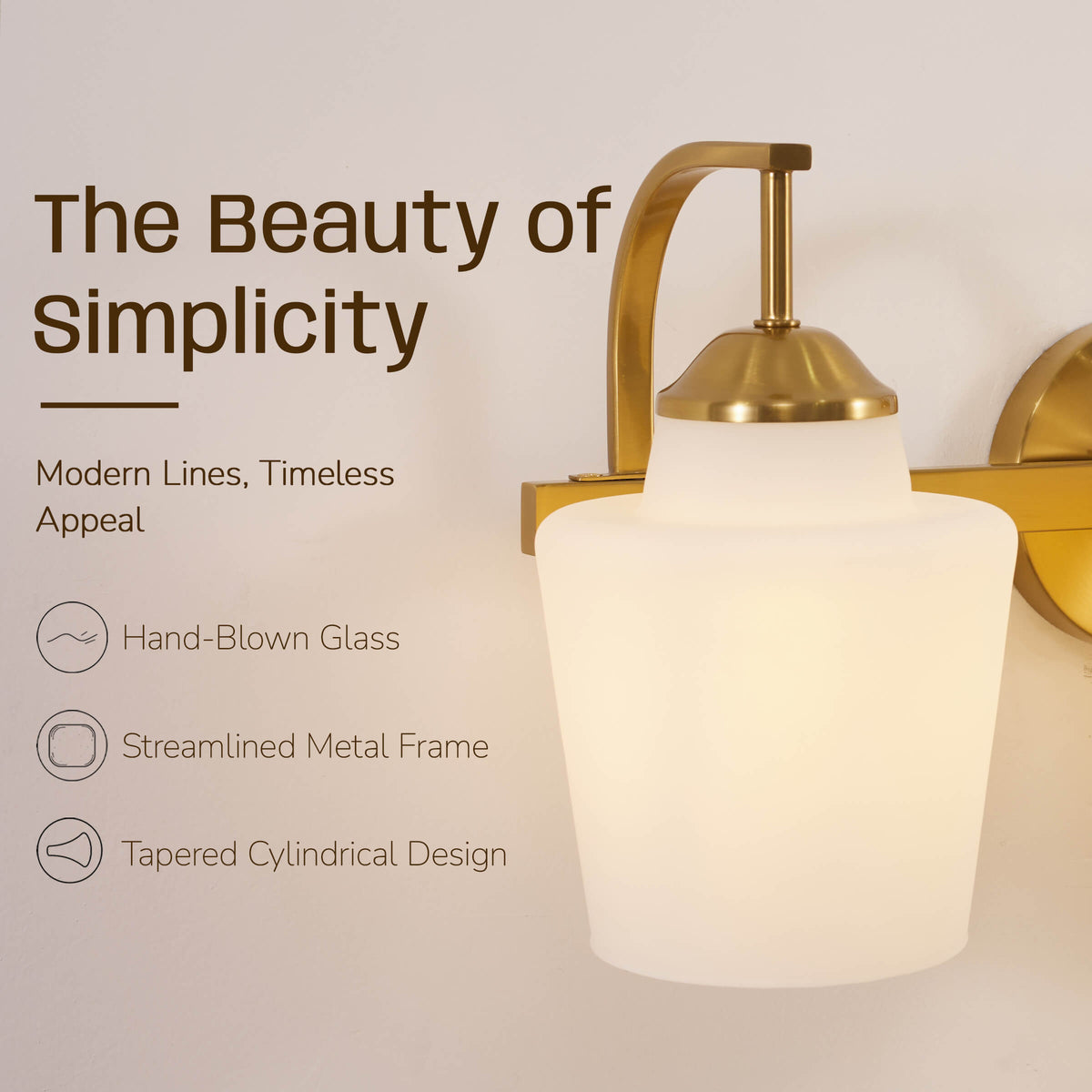 Contemporary Opal Glass Tapered Shade Bathroom Vanity Light
