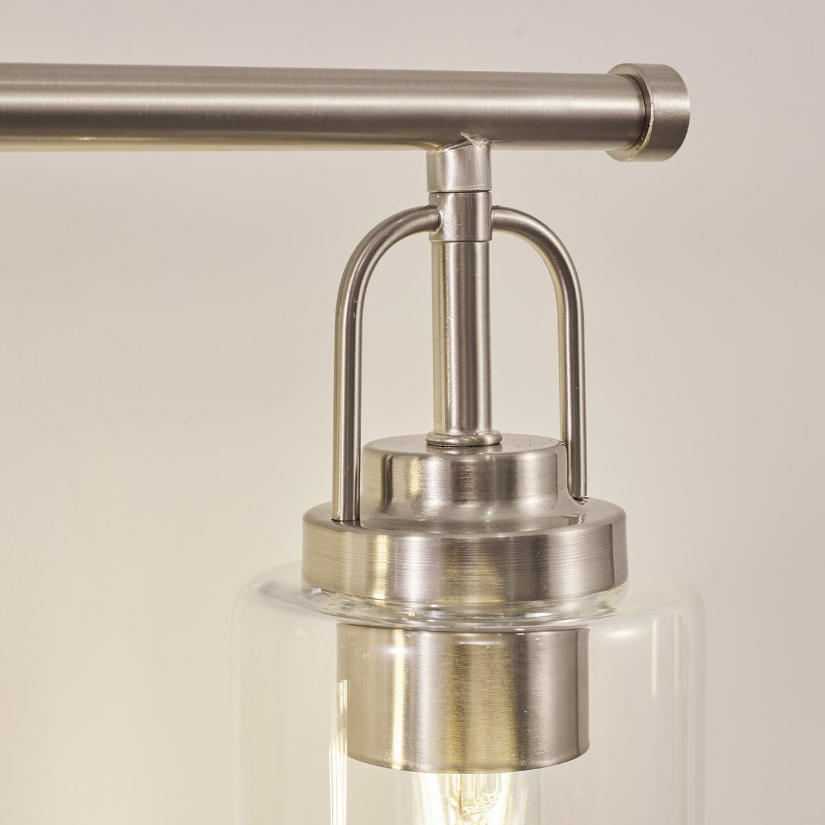 Transitional Cylindrical Clear Glass Shade Bathroom Vanity Light