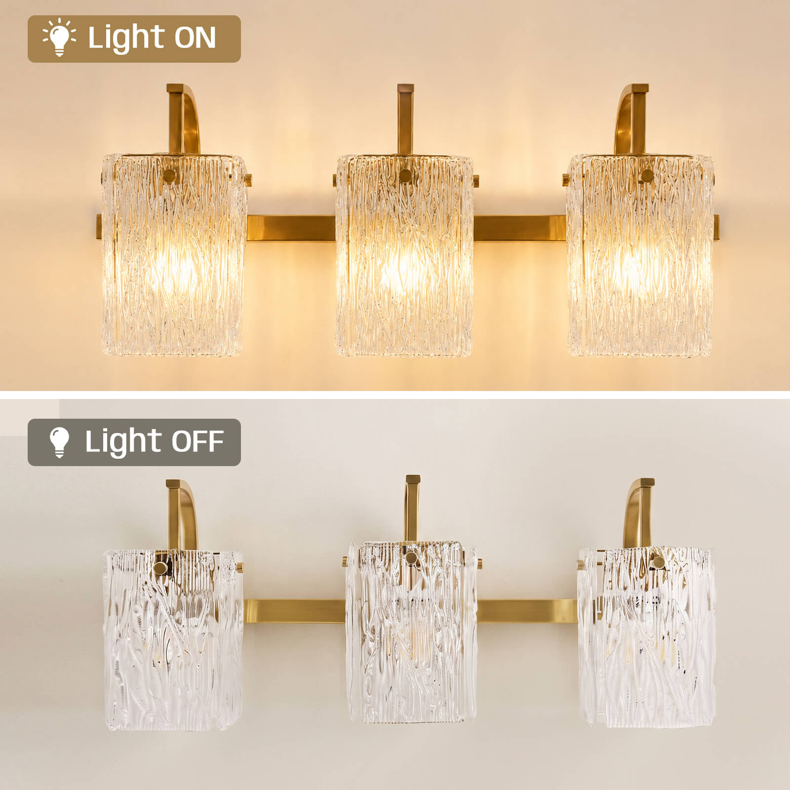 Luxury Textured Glass Shade Bathroom Vanity Light Sconce