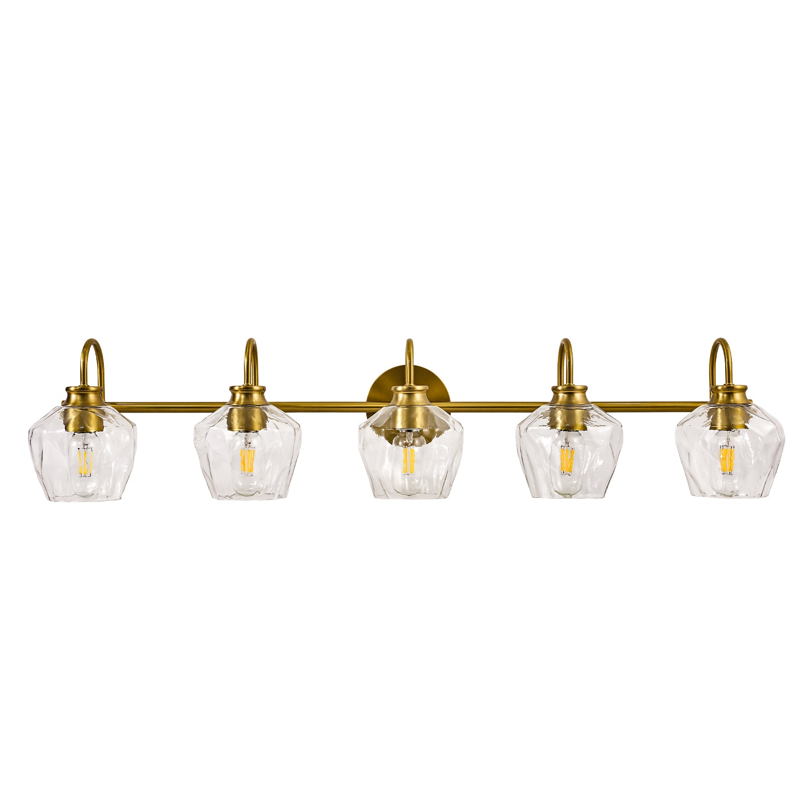 Contemporary Hammer Glass Shade Gooseneck Bathroom Wall Sconce