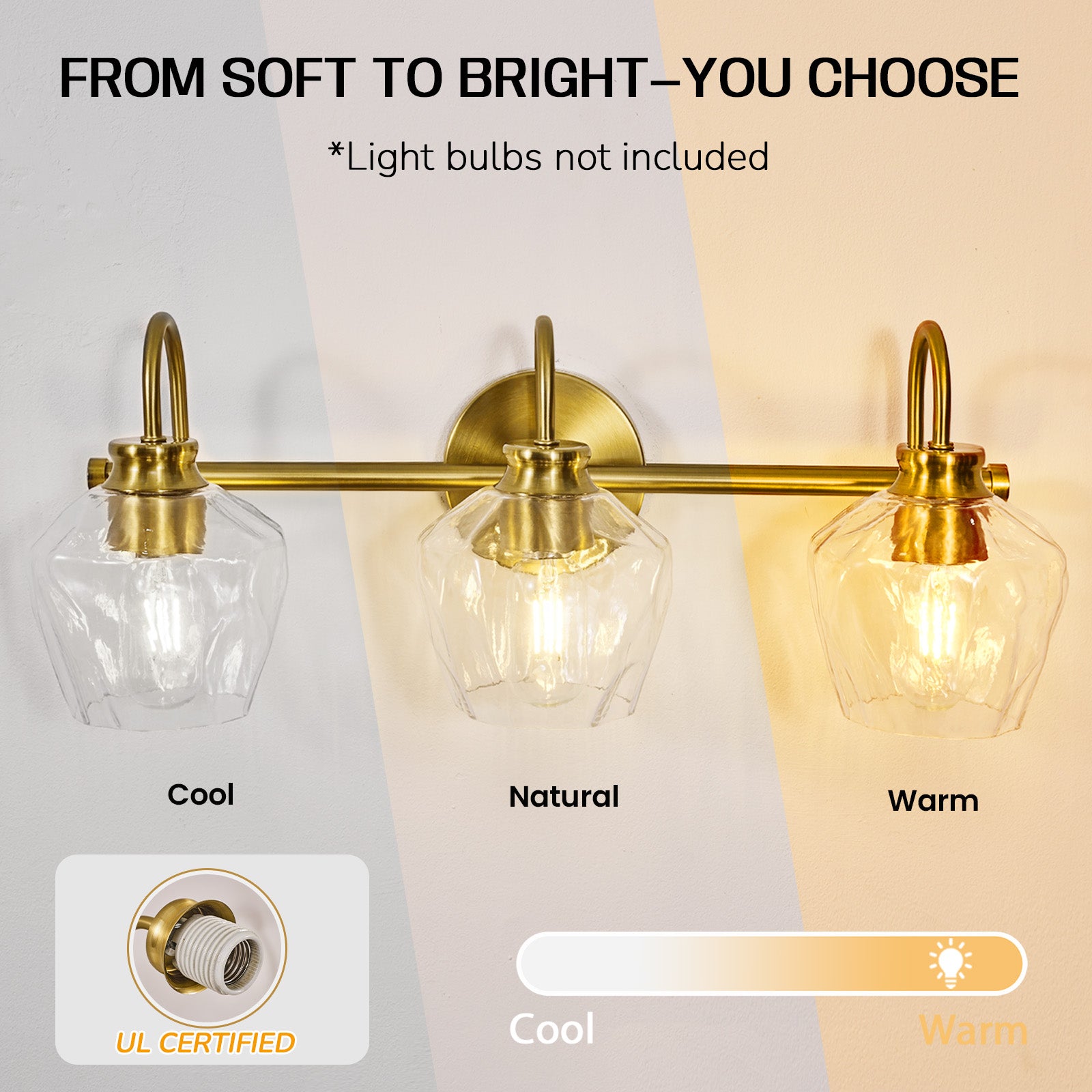 Contemporary Hammer Glass Shade Gooseneck Bathroom Wall Sconce