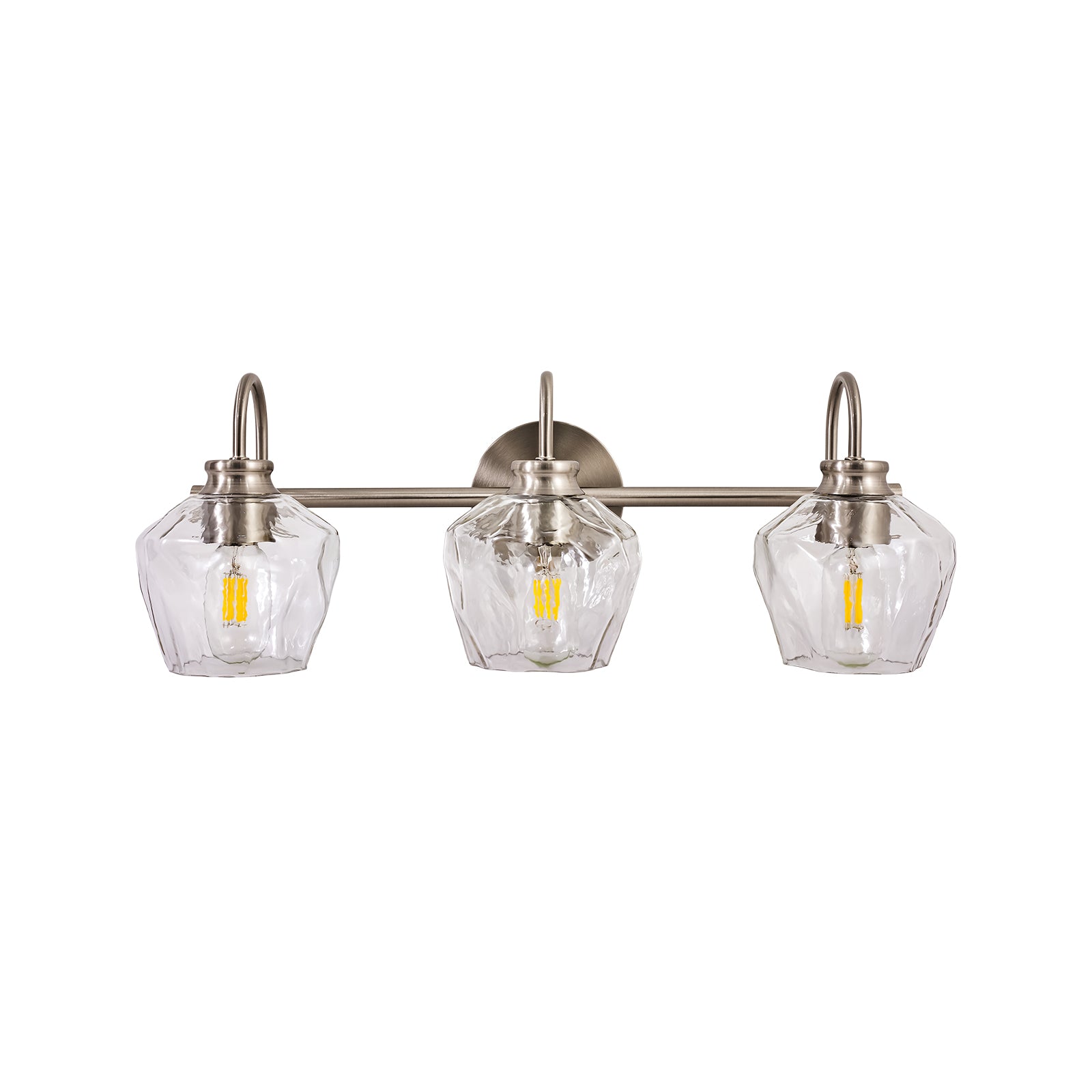 Contemporary Hammer Glass Shade Gooseneck Bathroom Wall Sconce