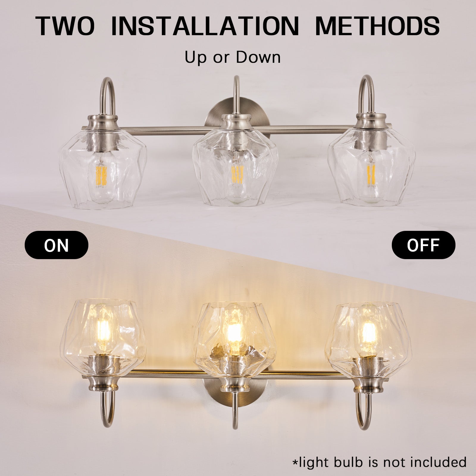 Contemporary Hammer Glass Shade Gooseneck Bathroom Wall Sconce