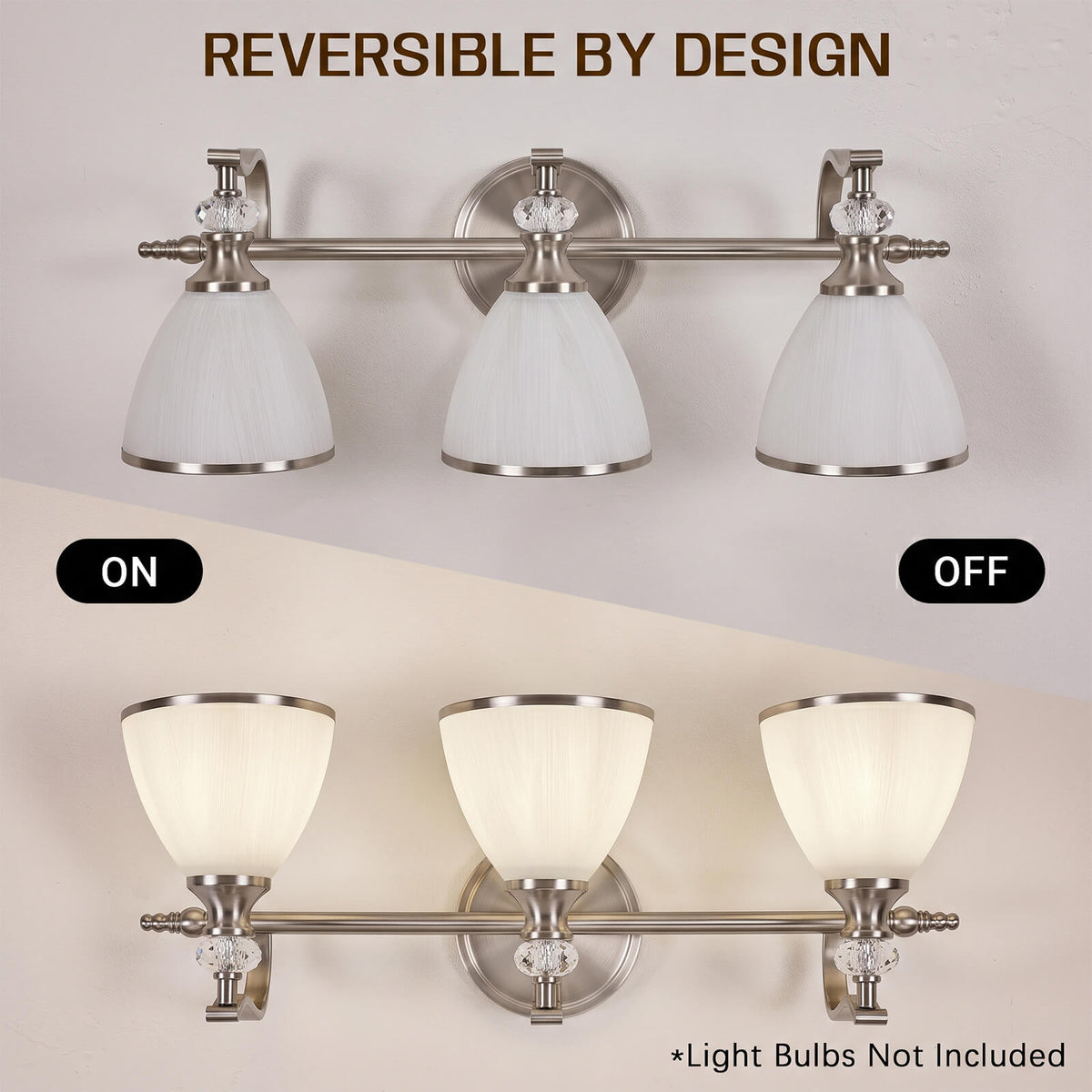 Vintage Frosted Trumpet Glass Shade Bathroom Vanity Light