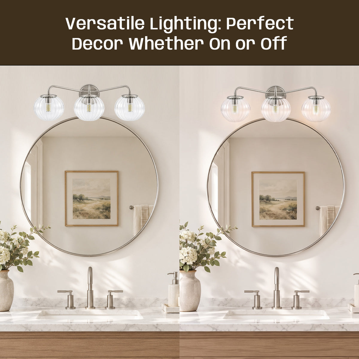 Contemporary Pumpkin Clear Glass Shades Bathroom Wall Sconce