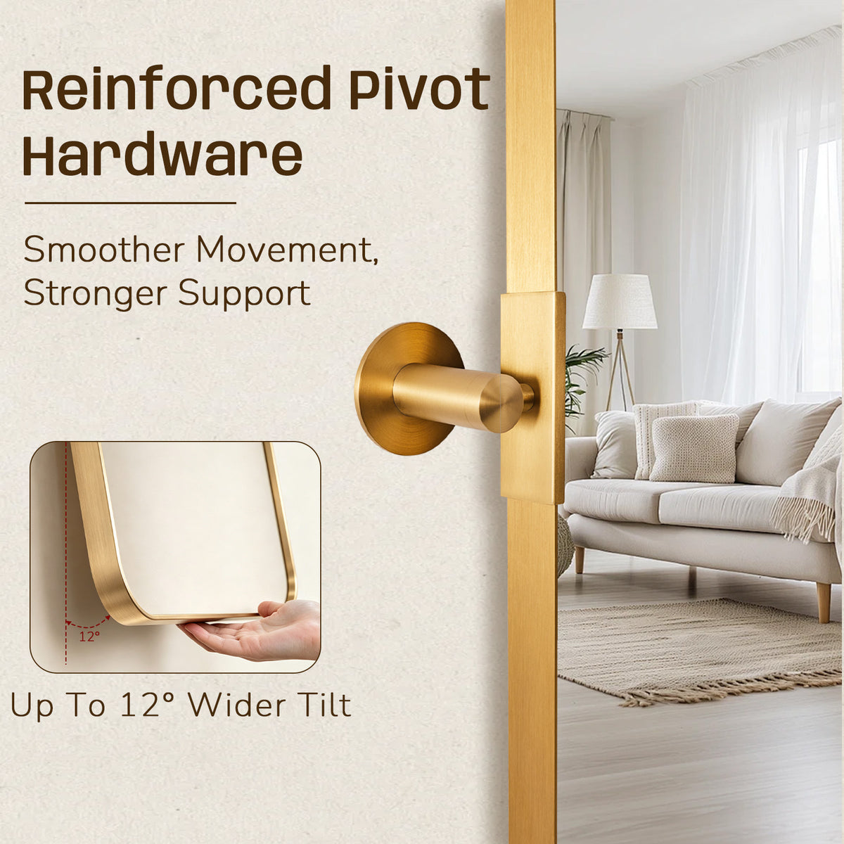 Tilting Rectangular Pivot Mirror for Bathroom/Vanity Floating Mirror | Stainless Steel Frame